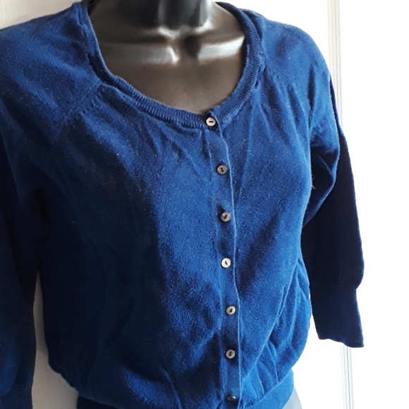 💕CUTE VINTAGE💕Blue cotton summer cardigan - Picture 3 of 5